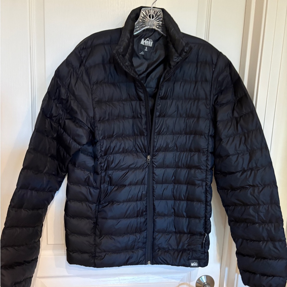 REI Mens Small Black Down Puffer‎ Jacket Coat Mens Size Small Black